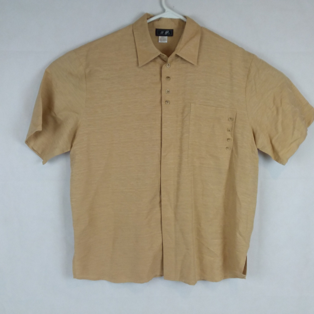 Light Gold Tone Silk Button Front Shirt XXXL